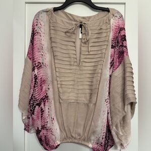 Roberto Cavalli Just Cavalli Beige and Magenta Blouse